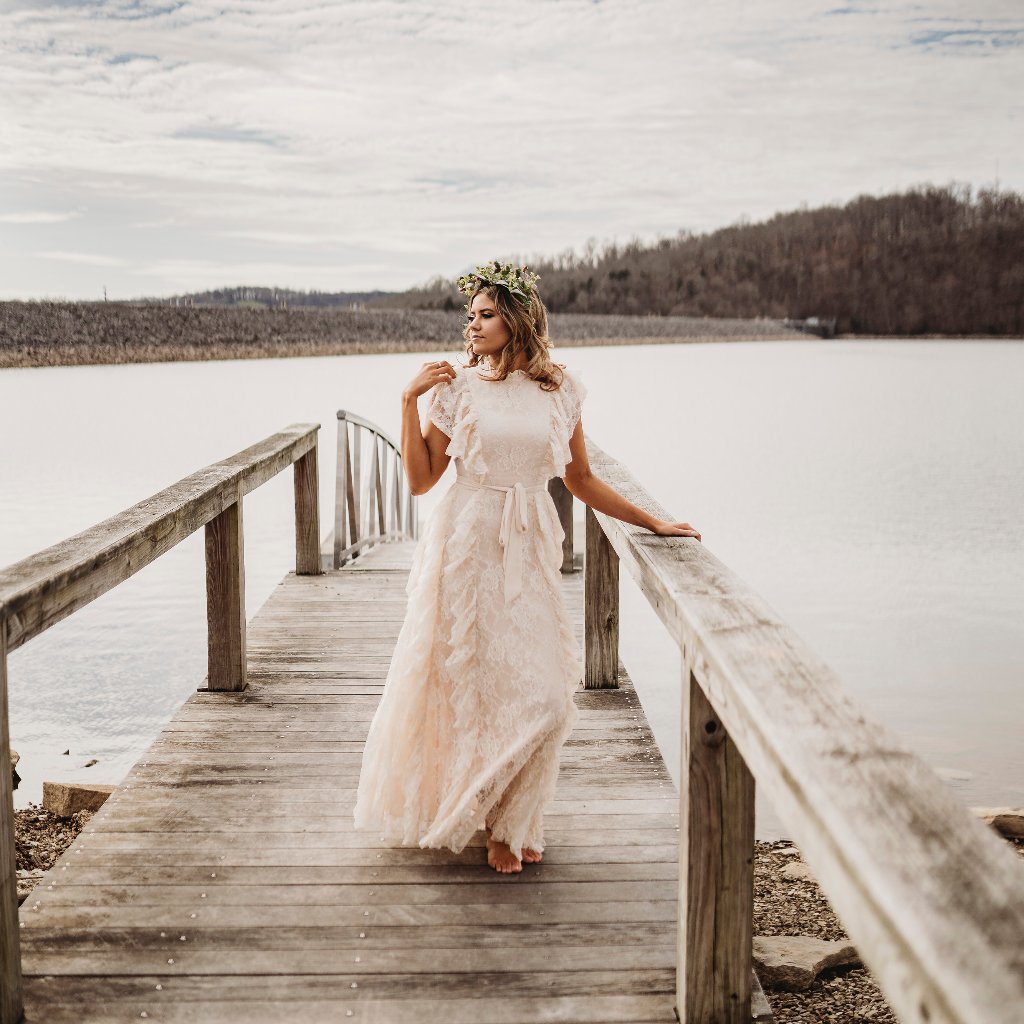 Anthropologie Boho Ivory Lace Wedding Dress Gown